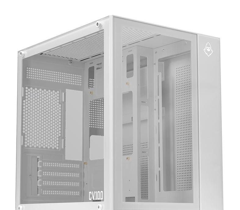 Gabinete Gamer Aquário Mancer CV100, Mid-Tower, Lateral De Vidro, Branco, MCR-CV100-WH